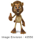 #43550 Royalty-Free (Rf) Illustration Of A 3d Lion Mascot Giving The Thumbs Up - Pose 1