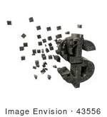 #43556 Royalty-Free (Rf) Illustration Of A 3d Dollar Sign Made Of Stone Blocks Particles Floating - Version 2