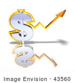 #43560 Royalty-Free (Rf) Illustration Of A 3d Orange Arrow Forming Around A Dollar Sign - Version 3