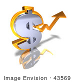 #43569 Royalty-Free (Rf) Illustration Of A 3d Orange Arrow Forming Around A Dollar Sign - Version 2