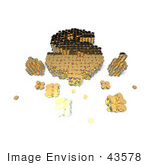 #43578 Royalty-Free (Rf) Illustration Of A 3d Dollar Sign Formed Of Golden Coins - Version 6