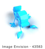 #43583 Royalty-Free (Rf) Illustration Of A 3d Blue Dollar Sign Mascot With Arms And Legs Laying On The Floor - Version 2