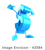 #43584 Royalty-Free (Rf) Illustration Of A Leaping 3d Blue Dollar Sign Mascot With Arms And Legs
