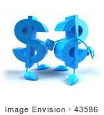 #43586 Royalty-Free (Rf) Illustration Of Two Blue 3d Dollar Symbols Shaking Hands
