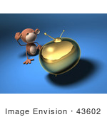 #43602 Royalty-Free (Rf) Illustration Of A 3d Monkey Mascot Watching Tv - Version 5