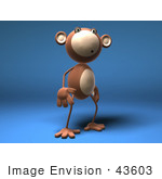 #43603 Royalty-Free (Rf) Illustration Of A 3d Monkey Mascot With A Confused Expression - Version 3