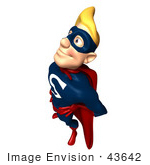 #43642 Royalty-Free (Rf) Cartoon Illustration Of A Pleased Blond 3d Male Superhero Mascot Smiling Up And To The Left