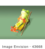 #43668 Royalty-Free (Rf) Cartoon Illustration Of A 3d Green Tree Frog Character Sun Bathing - Pose 6