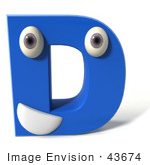 #43674 Royalty-Free (Rf) Illustration Of A 3d Blue Alphabet Letter D Character With Eyes And A Mouth