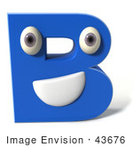 #43676 Royalty-Free (Rf) Illustration Of A 3d Blue Alphabet Letter B Character With Eyes And A Mouth
