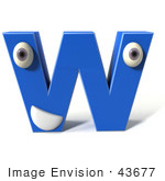 #43677 Royalty-Free (Rf) Illustration Of A 3d Blue Alphabet Letter W Character With Eyes And A Mouth