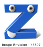 #43697 Royalty-Free (Rf) Illustration Of A 3d Blue Alphabet Letter Z Character With Eyes And A Mouth