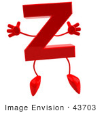 #43703 Royalty-Free (Rf) Illustration Of A 3d Red Letter Z Character With Arms And Legs