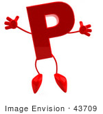 #43709 Royalty-Free (Rf) Illustration Of A 3d Red Letter P Character With Arms And Legs