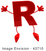 #43710 Royalty-Free (RF) Illustration of a 3d Red Letter R Character With Arms And Legs by Julos
