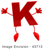 #43713 Royalty-Free (Rf) Illustration Of A 3d Red Letter K Character With Arms And Legs