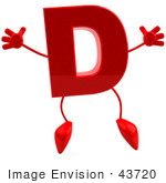#43720 Royalty-Free (Rf) Illustration Of A 3d Red Letter D Character With Arms And Legs