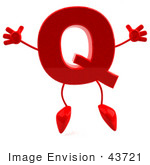 #43721 Royalty-Free (Rf) Illustration Of A 3d Red Letter Q Character With Arms And Legs