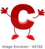 #43722 Royalty-Free (Rf) Illustration Of A 3d Red Letter C Character With Arms And Legs