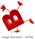 #43726 Royalty-Free (Rf) Illustration Of A 3d Red Letter B Character With Arms And Legs Doing A Cartwheel