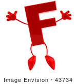 #43734 Royalty-Free (Rf) Illustration Of A 3d Red Letter F Character With Arms And Legs