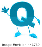 #43739 Royalty-Free (Rf) Illustration Of A 3d Turquoise Letter Q Character With Arms And Legs