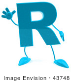 #43748 Royalty-Free (Rf) Illustration Of A 3d Turquoise Letter R Character With Arms And Legs