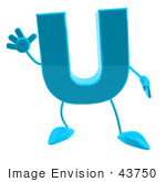 #43750 Royalty-Free (Rf) Illustration Of A 3d Turquoise Letter U Character With Arms And Legs