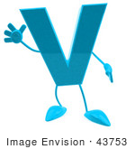 #43753 Royalty-Free (Rf) Illustration Of A 3d Turquoise Letter V Character With Arms And Legs