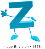 #43761 Royalty-Free (Rf) Illustration Of A 3d Turquoise Letter Z Character With Arms And Legs
