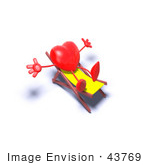 #43769 Royalty-Free (Rf) Illustration Of A Romantic 3d Red Love Heart Mascot Sun Bathing In A Chair - Version 5