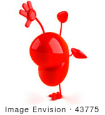 #43775 Royalty-Free (Rf) Illustration Of A Romantic 3d Red Love Heart Mascot Doing A Cartwheel - Version 3