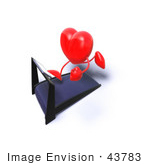 #43783 Royalty-Free (Rf) Illustration Of A Romantic 3d Red Love Heart Mascot Running On A Treadmill - Version 6