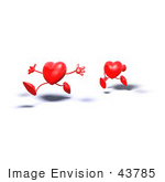 #43785 Royalty-Free (Rf) Illustration Of Two 3d Red Love Heart Characters Running - Version 1