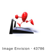 #43786 Royalty-Free (Rf) Illustration Of A Romantic 3d Red Love Heart Mascot Running On A Treadmill - Version 5