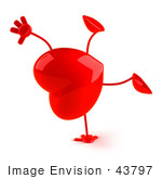 #43797 Royalty-Free (Rf) Illustration Of A Romantic 3d Red Love Heart Mascot Doing A Cartwheel - Version 1