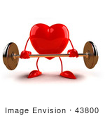 #43800 Royalty-Free (Rf) Illustration Of A Romantic 3d Red Love Heart Mascot Lifting A Barbell - Version 6