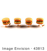 #43813 Royalty-Free (Rf) Illustration Of 3d Cheeseburger Characters Walking Right