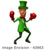 #43863 Royalty-Free (Rf) Illustration Of A Friendly 3d Leprechaun Man Mascot Boxing - Version 3