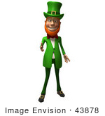 #43878 Royalty-Free (Rf) Illustration Of A Friendly 3d Leprechaun Man Mascot Reaching His Hand Out
