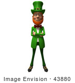 #43880 Royalty-Free (Rf) Illustration Of A Friendly 3d Leprechaun Man Mascot With His Arms Crossed - Version 1