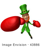 #43886 Royalty-Free (Rf) Illustration Of A Friendly 3d Leprechaun Man Mascot Boxing - Version 5