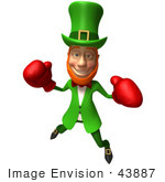 #43887 Royalty-Free (Rf) Illustration Of A Friendly 3d Leprechaun Man Mascot Boxing - Version 4