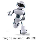#43889 Royalty-Free (Rf) Illustration Of A 3d Robot Mascot Running Forward
