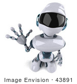 #43891 Royalty-Free (Rf) Illustration Of A 3d Robot Mascot Waving - Version 3
