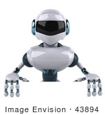 #43894 Royalty-Free (Rf) Illustration Of A 3d Robot Mascot Standing Behind A Blank Sign
