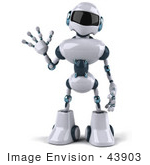 #43903 Royalty-Free (RF) Illustration of a 3d Robot Mascot Waving - Version 1 by Julos