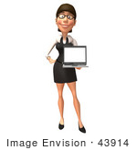 #43914 Royalty-Free (Rf) Illustration Of A 3d White Businesswoman Mascot Holding A Laptop - Version 1