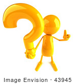 #43945 Royalty-Free (Rf) Illustration Of A 3d Orange Man Mascot Holding A Question Mark - Version 3
