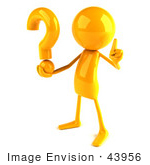 #43956 Royalty-Free (Rf) Illustration Of A 3d Orange Man Mascot Holding A Question Mark - Version 2